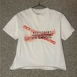 White Graphic T-Shirt with Red Accents Mason Margella
